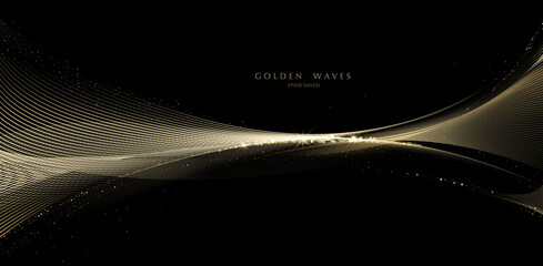 Wall Mural - golden wave background, luxury gold lines