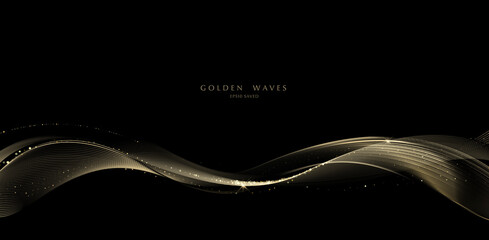 Wall Mural - golden wave background, luxury gold lines