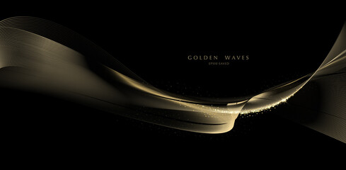 Wall Mural - golden wave background, luxury gold lines