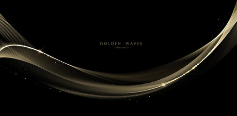 Wall Mural - golden wave background, luxury gold lines