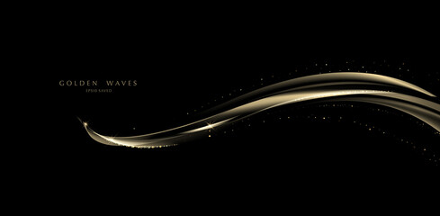 Wall Mural - golden wave background, luxury gold lines