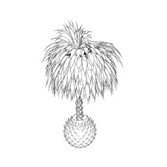 Poster - Contour of a decorative flower in a vase isolated on a white background. Vector illustration