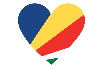 Wall Mural - Seychelles flag of heart shape isolated on white background