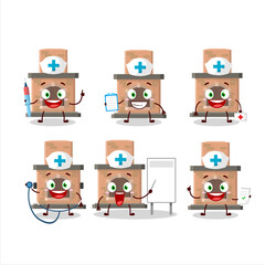 Sticker - Doctor profession emoticon with house fireplaces cartoon character