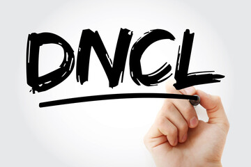 Poster - dncl - do not call list acronym with marker, business concept background