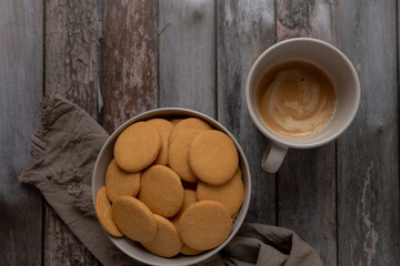 Wall Mural - cup of coffee with cookies