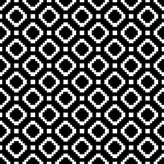 Aufkleber - Pixel rhombs wallpaper. Black background and white diagonal rhomb pixels. Vector.