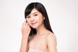 © kitthanes  - Beautiful young asian woman with clean fresh skin on white background, Face care, Facial treatment, Cosmetology, beauty and spa, Asian women portrait.