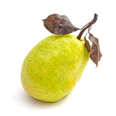 Wall Mural - pear with leaves isolated on white background