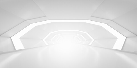 Poster - Light Corridor modern background. Futuristic Sci-Fi Tunnel. 3D Rendering