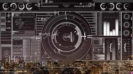 Poster - Animation of data processing and scope scanning over city scape