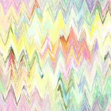 Seamless Abstract Painted Brushed Chevron Texture. Rainbow Bright Material Pattern Background. Boho Summer Vibrant Painted Ikat Effect Textile Print. 