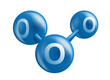 Ozone 3D icon - three molecules of oxygen
