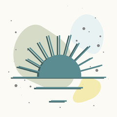 Wall Mural - Vector icon sunset, sunrise symbol on multicolored background