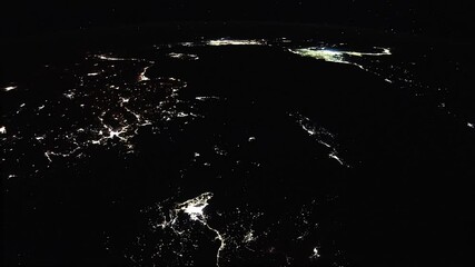 Wall Mural - Earth from space. Time lapse of over the Earth seen from the ISS. Space exploration of planet Earth at night. Elements of this video furnished by NASA.