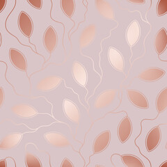 Poster - Beauty seamless pattern. Pink repeating pattern. Rose gold background. Delicate backdrop. Elegant design for wallpapers, gift wrappers, prints. Repeated abstract marble texture. Vector illustration