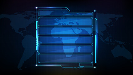 abstract futuristic background of blue technology sci fi frame, hud ui topic, lower third button bar