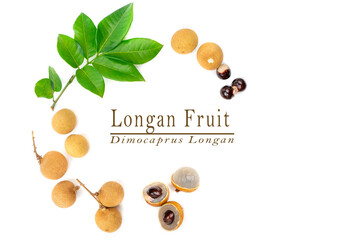 Wall Mural - Longan , Fresh longan fruit isolated on white background. Flat lay. Food concept.