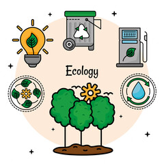 Sticker - ecology trees and icons