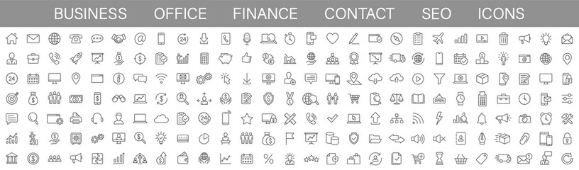 thin line icons big set. icons business office finance marketing shopping seo contact. vector illust