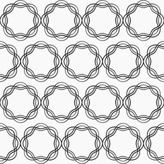 Poster - Geometric wavy and rounded shapes pattern. Vector white background and seamless twisted circles.
