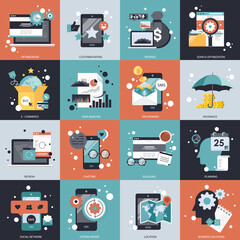 Wall Mural - Business and technology vector set for websites and mobile applications. Flat vector illustration