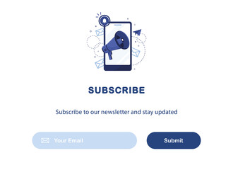 Poster - vector banner illustration of email marketing. subscription to newsletter, news, offers, promotions.