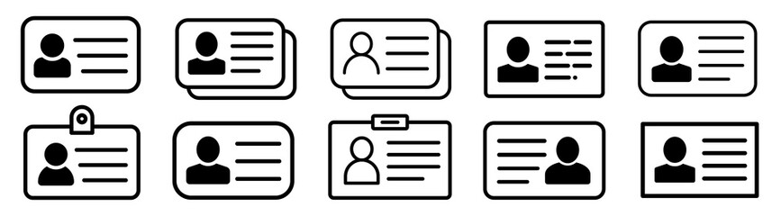 Poster - ID Card icon collection, Identification Card outline icon, Driver's License symbol. Editable stroke. vector illustration