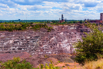 View on iron ore quarry in city Kryvyi Rih, Ukraine