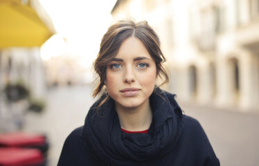 Wall Mural - Shallow focus of a beautiful Hungarian girl outdoors