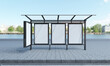 3D rendering of a bus stop with empty advertising boards for your images or text