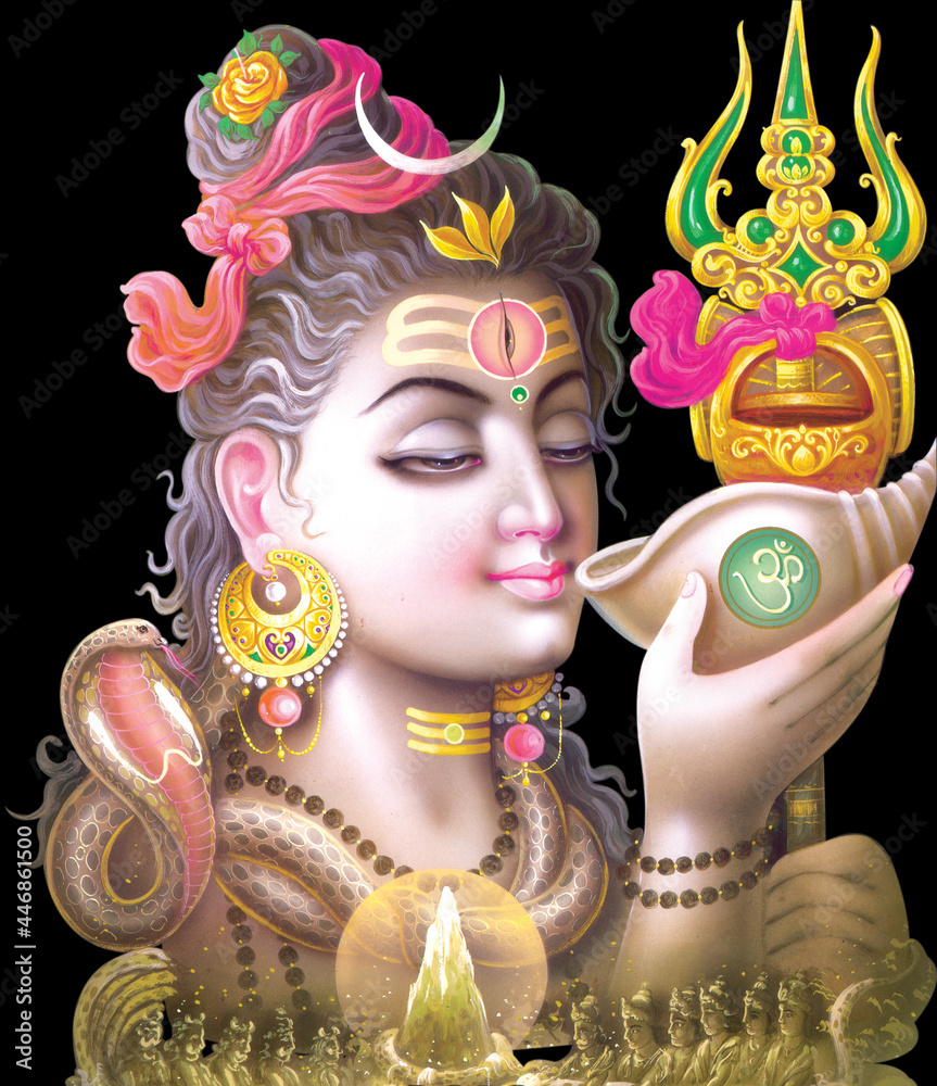 Hindu God Shiva Digital Painting Stock Illustration | Adobe Stock