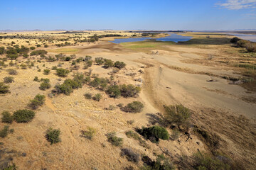 Wall Mural - View of the Caledon river during the dry season, South Africa .