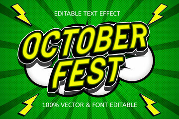 Wall Mural - october fest color yellow green editable text effect