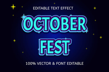 Wall Mural - october fest style emboss editable text effect