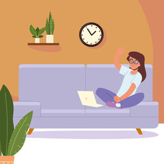 Poster - female using laptop