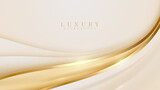 Fototapeta  - Luxury golden curve line background. Modern cover design. invitation card template concept. Vector illustration.