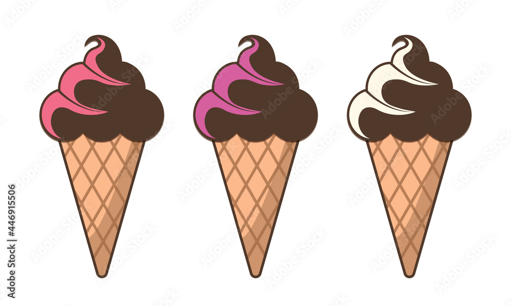Chocolate ice cream cone set icon png free vector Stock Vector | Adobe ...
