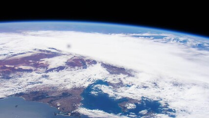 Wall Mural - Earth from space. Time lapse of over the Earth seen from the ISS. Space exploration of planet Earth at night. Elements of this video furnished by NASA.