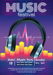 Wall Mural - music festival poster for party