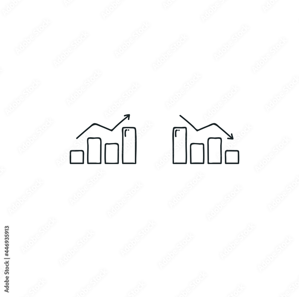 Graph icon vector. Simple graph sign in doodle design, increase and ...
