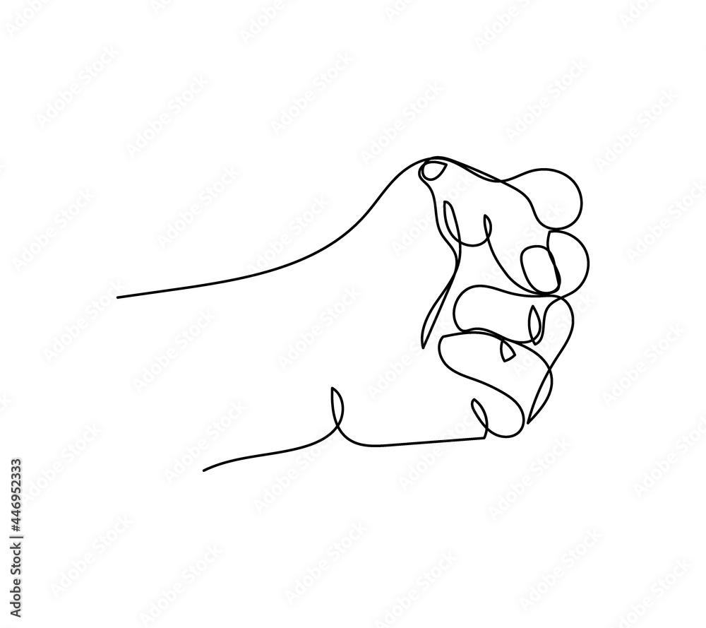 Fist gesture one line art. Continuous line drawing of gesture, hand ...