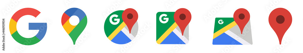 Google Maps icon set. Location icon symbol. Map pin markers. Google ...