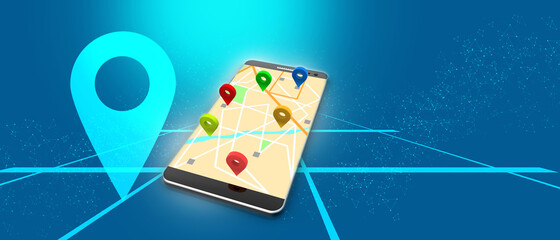 Poster - 3d illustration mobile GPS navigation concept

