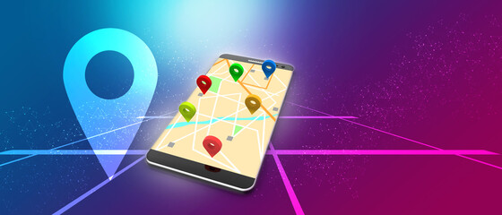 Poster - 3d illustration mobile GPS navigation concept
