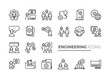 © widoko - Simple Set of Engineering People Related Vector Line Icons. Contains such Icons as Teamwork, Tech Presentation, Communication and more.