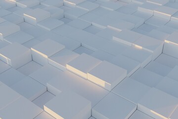 Poster - abstract 3d geometric squares background with white background