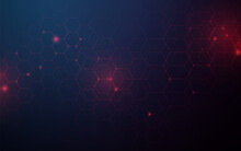Abstract Red Lines Hexagon Geometric Design Background. Futuristic Technology Concept. Vector Illustration