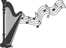 Silhouette Stringed Musical Instrument Harp