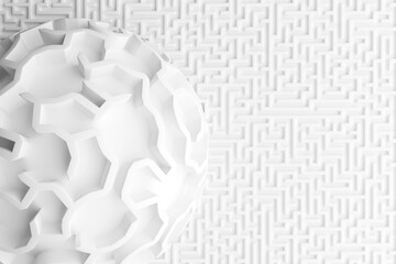 Fototapete - Abstract white background. Interlacing of labyrinths in space. 3d rendering